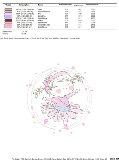 Ballerina embroidery designs - Ballet embroidery design machine embroidery pattern - instant download - Baby girl embroidery digital file