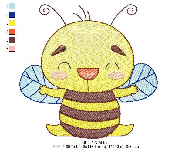 Bee embroidery design - Bee Happy embroidery designs machine embroidery pattern - baby girl embroidery file - honey bee design  pes jef hus Marcia Embroidery