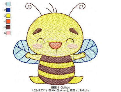 Bee embroidery design - Bee Happy embroidery designs machine embroidery pattern - baby girl embroidery file - honey bee design  pes jef hus Marcia Embroidery