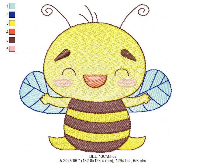 Bee embroidery design - Bee Happy embroidery designs machine embroidery pattern - baby girl embroidery file - honey bee design  pes jef hus Marcia Embroidery