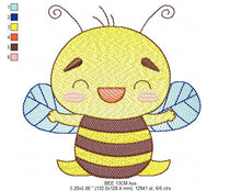 Laden Sie das Bild in den Galerie-Viewer, Bee embroidery design - Bee Happy embroidery designs machine embroidery pattern - baby girl embroidery file - honey bee design  pes jef hus
