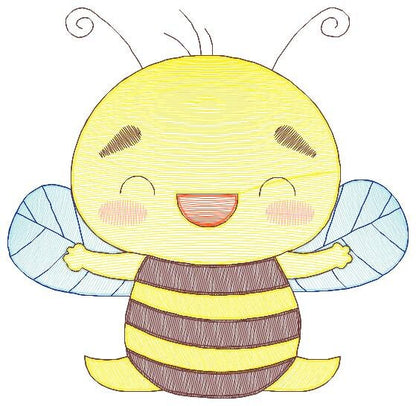 Bee embroidery design - Bee Happy embroidery designs machine embroidery pattern - baby girl embroidery file - honey bee design  pes jef hus Marcia Embroidery