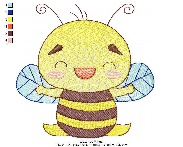 Bee embroidery design - Bee Happy embroidery designs machine embroidery pattern - baby girl embroidery file - honey bee design  pes jef hus Marcia Embroidery