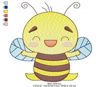 Bee embroidery design - Bee Happy embroidery designs machine embroidery pattern - baby girl embroidery file - honey bee design  pes jef hus Marcia Embroidery