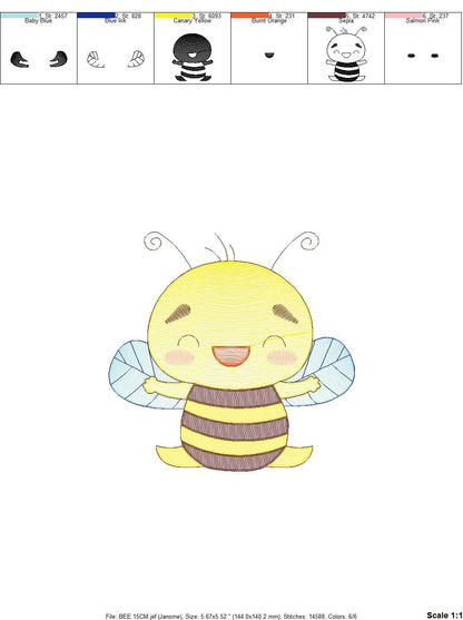 Bee embroidery design - Bee Happy embroidery designs machine embroidery pattern - baby girl embroidery file - honey bee design  pes jef hus Marcia Embroidery