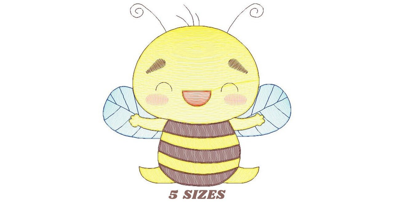 Bee embroidery design - Bee Happy embroidery designs machine embroidery pattern - baby girl embroidery file - honey bee design  pes jef hus Marcia Embroidery
