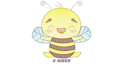Bee embroidery design - Bee Happy embroidery designs machine embroidery pattern - baby girl embroidery file - honey bee design  pes jef hus Marcia Embroidery