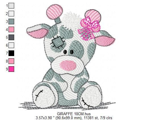 Patched Giraffe embroidery design - Ragged Animal embroidery designs machine embroidery pattern - Baby girl embroidery file - cute sweet