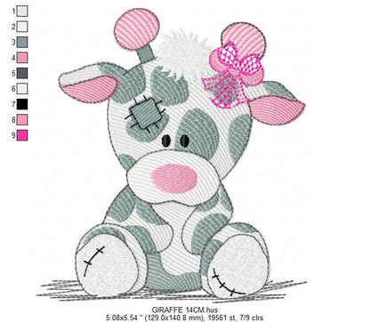 Patched Giraffe embroidery design - Ragged Animal embroidery designs machine embroidery pattern - Baby girl embroidery file - cute sweet