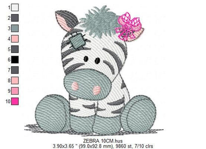 Patched Zebra embroidery design - Animal embroidery designs machine embroidery pattern - Baby girl embroidery - Safari embroidery file