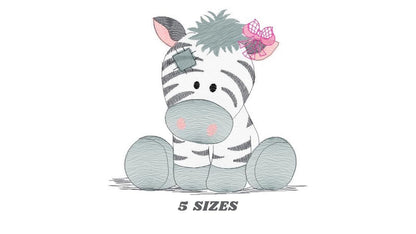 Patched Zebra embroidery design - Animal embroidery designs machine embroidery pattern - Baby girl embroidery - Safari embroidery file