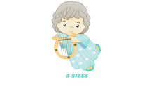 Charger l&#39;image dans la galerie, Angel embroidery designs - Baby boy embroidery design machine embroidery pattern - Angel with harp embroidery file - instant download jef
