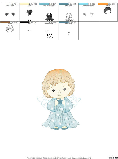 Angel embroidery designs - Baby girl embroidery design machine embroidery pattern - Girl with wings embroidery file - instant download pes
