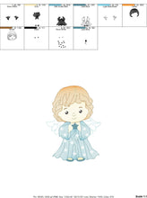 Cargar imagen en el visor de la galería, Angel embroidery designs - Baby girl embroidery design machine embroidery pattern - Girl with wings embroidery file - instant download pes
