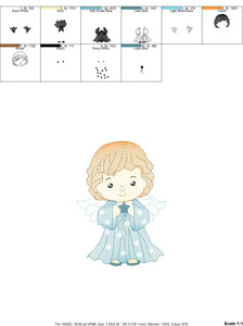 Angel embroidery designs - Baby girl embroidery design machine embroidery pattern - Girl with wings embroidery file - instant download pes