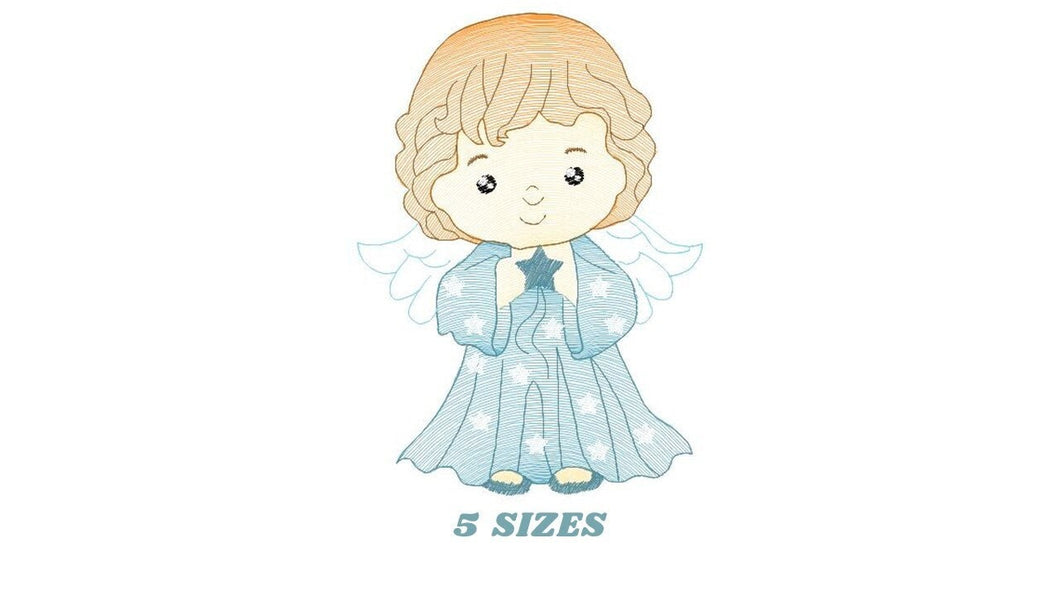 Angel embroidery designs - Baby girl embroidery design machine embroidery pattern - Girl with wings embroidery file - instant download pes