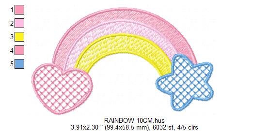 Rainbow embroidery design - Sky embroidery designs machine embroidery pattern - Baby girls embroidery file - rainbow rippled star heart - Marcia Embroidery