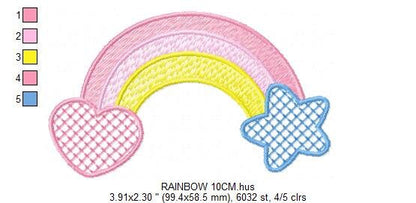 Rainbow embroidery design - Sky embroidery designs machine embroidery pattern - Baby girls embroidery file - rainbow rippled star heart - Marcia Embroidery