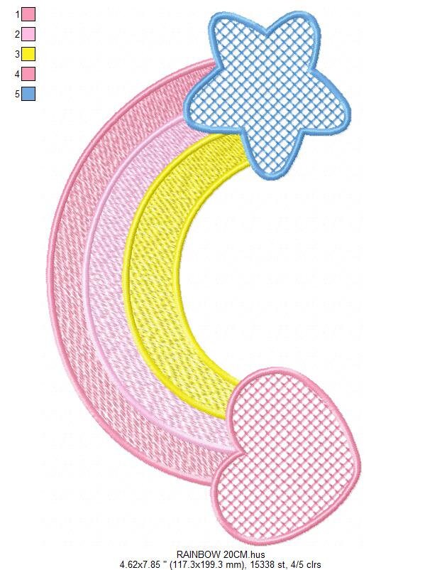 Rainbow embroidery design - Sky embroidery designs machine embroidery pattern - Baby girls embroidery file - rainbow rippled star heart - Marcia Embroidery