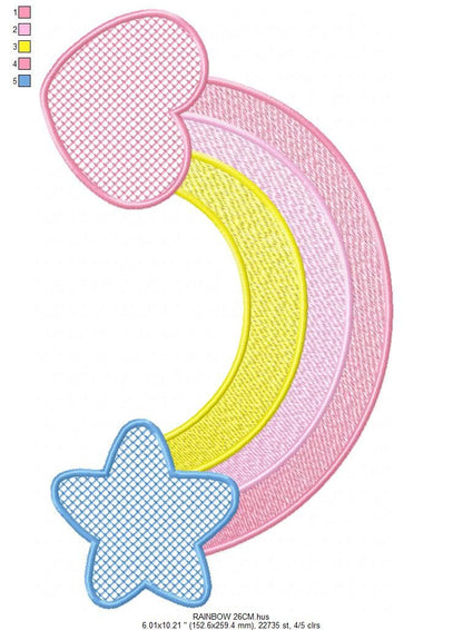 Rainbow embroidery design - Sky embroidery designs machine embroidery pattern - Baby girls embroidery file - rainbow rippled star heart - Marcia Embroidery
