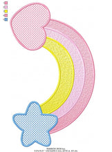 Load image into Gallery viewer, Rainbow embroidery design - Sky embroidery designs machine embroidery pattern - Baby girls embroidery file - rainbow rippled star heart
