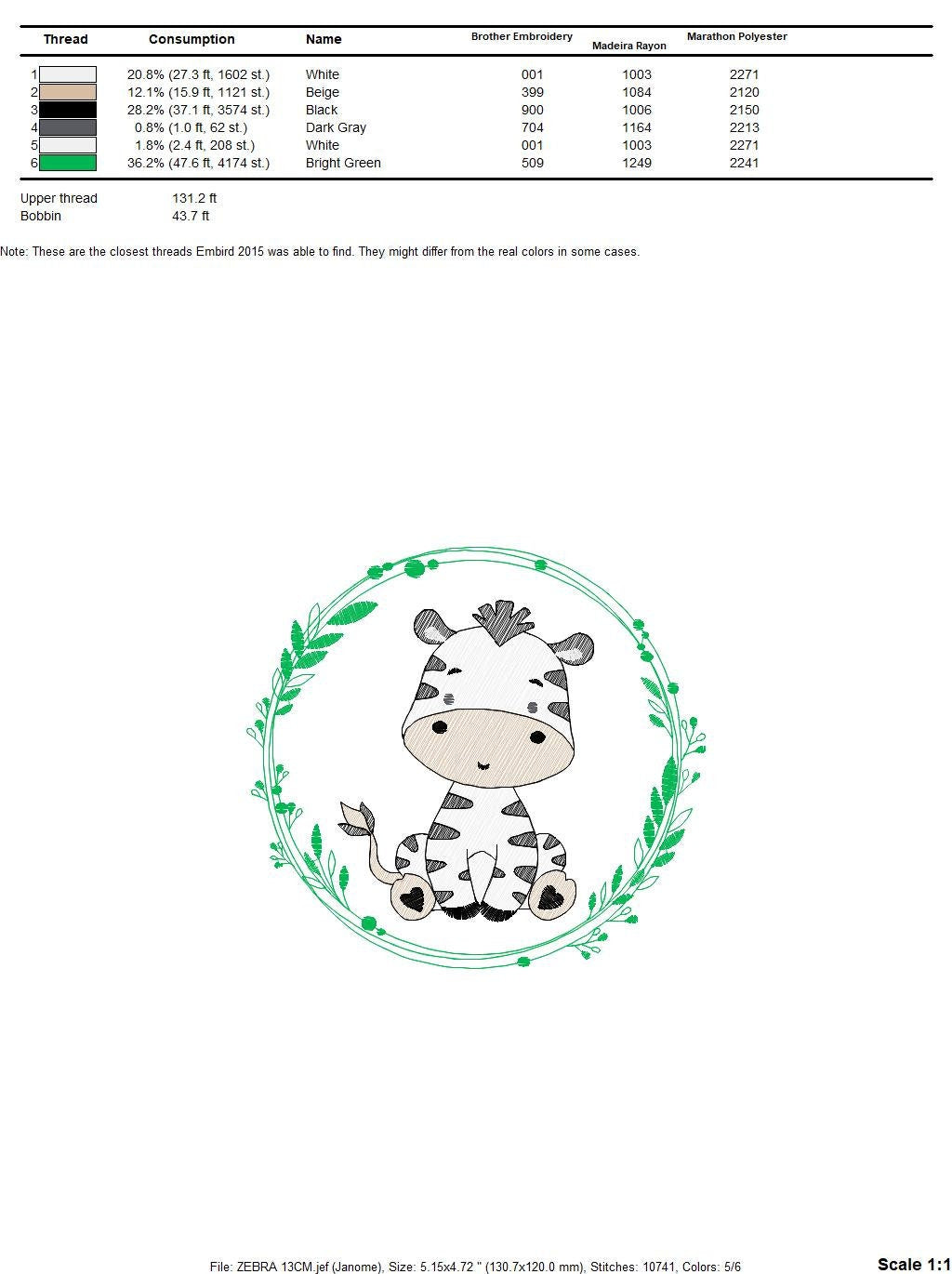 Zebra embroidery designs - Safari embroidery design machine embroidery pattern - Animal embroidery download - Zebra with frame pes jef hus Marcia Embroidery