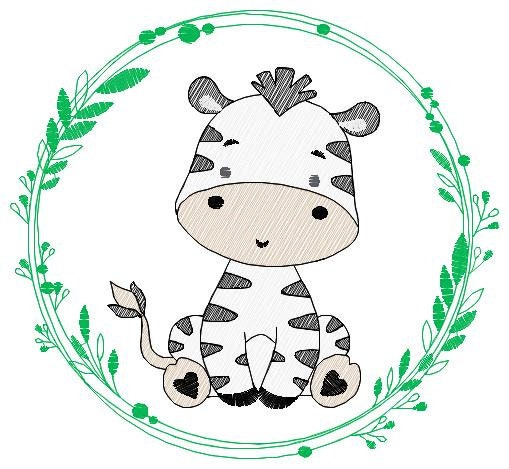 Zebra embroidery designs - Safari embroidery design machine embroidery pattern - Animal embroidery download - Zebra with frame pes jef hus Marcia Embroidery