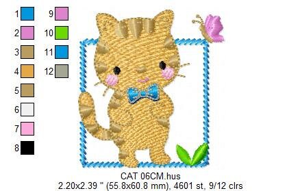 Cat embroidery design - Kitty embroidery designs machine embroidery pattern - Pet embroidery file - Baby boy embroidery - instant download Marcia Embroidery