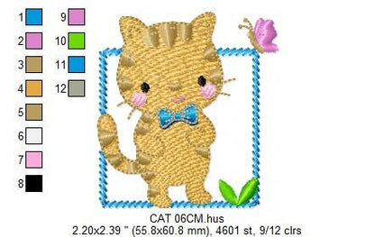 Cat embroidery design - Kitty embroidery designs machine embroidery pattern - Pet embroidery file - Baby boy embroidery - instant download Marcia Embroidery