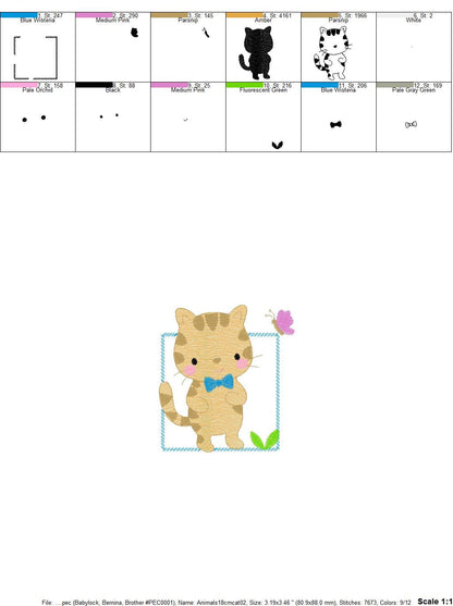 Cat embroidery design - Kitty embroidery designs machine embroidery pattern - Pet embroidery file - Baby boy embroidery - instant download Marcia Embroidery