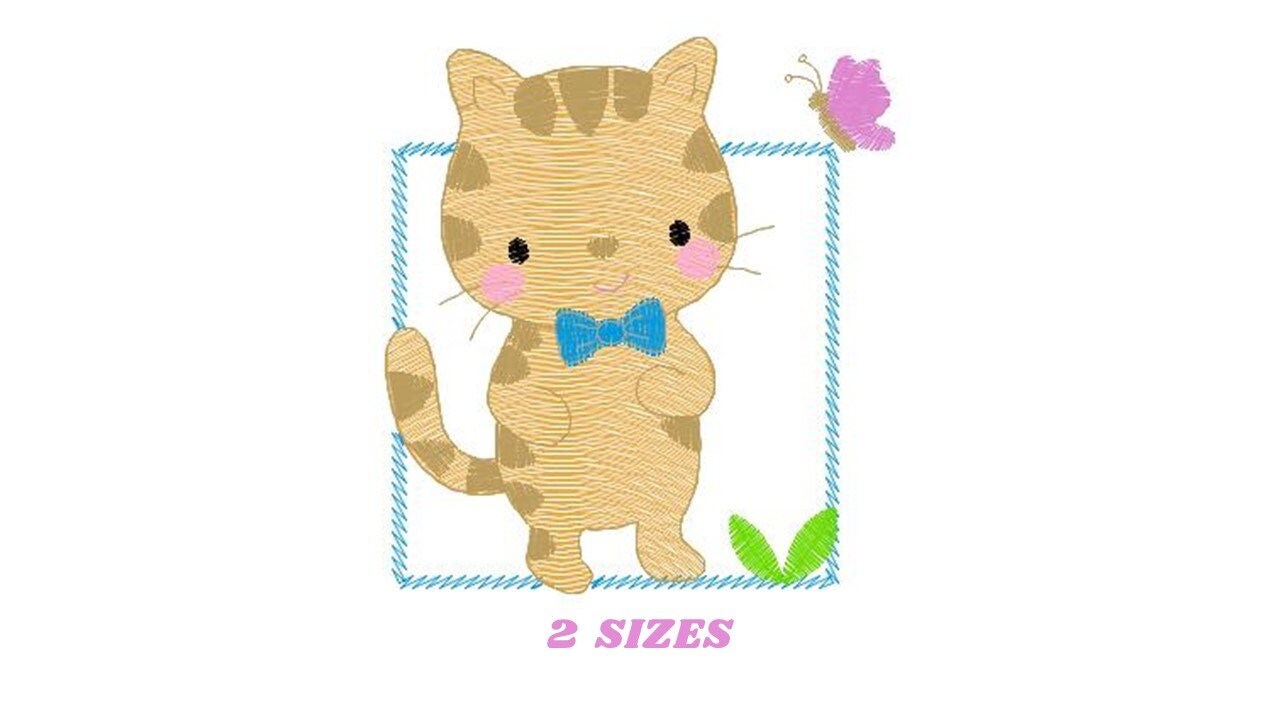 Cat embroidery design - Kitty embroidery designs machine embroidery pattern - Pet embroidery file - Baby boy embroidery - instant download Marcia Embroidery