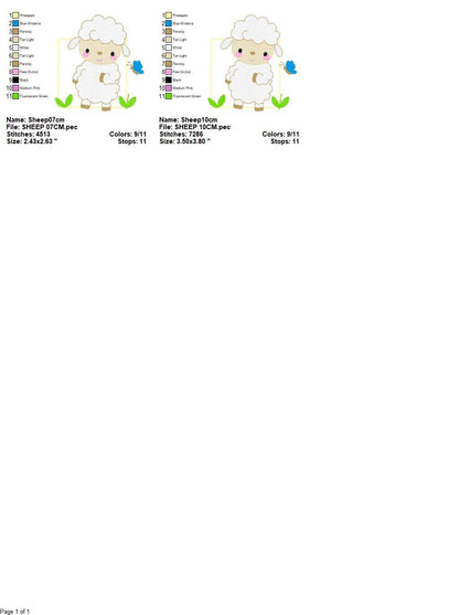 Sheep embroidery design - Lamb with butterfly frame machine embroidery pattern - Baby boy file - Farm ranch animal - Instant download pes