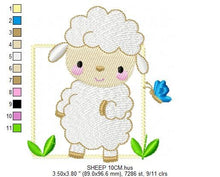 Charger l&#39;image dans la galerie, Sheep embroidery design - Lamb embroidery designs machine embroidery pattern - Baby boy embroidery file - Animal quilt embroidery download
