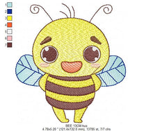 Charger l&#39;image dans la galerie, Bee embroidery design - Bees embroidery designs machine embroidery pattern - baby girl embroidery file - honey bee applique design newborn
