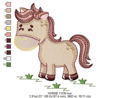 Horse embroidery design - Farm animals embroidery designs machine embroidery pattern - Horse ranch embroiery file - instant download pes