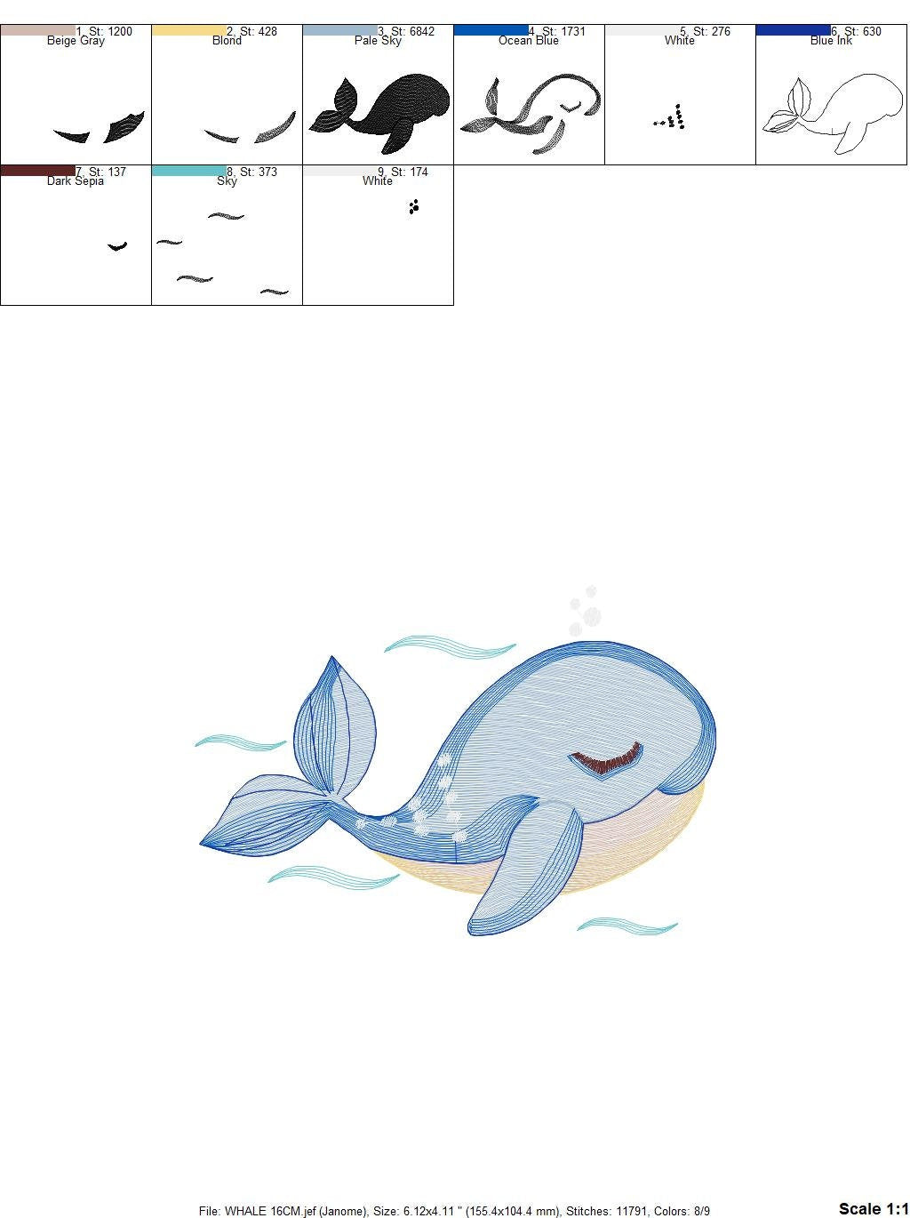 Whale embroidery designs - Fish embroidery design machine embroidery pattern - Ocean embroidery file - sea animal embroidery whale design