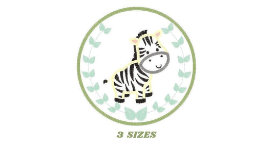 Zebra embroidery designs - Safari embroidery design machine embroidery pattern - Animal embroidery file - Zebra with applique frame pes jef
