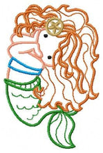 Charger l&#39;image dans la galerie, Mermaid embroidery designs - Princess embroidery design machine embroidery pattern - Mermaid applique design - Girl embroidery file download
