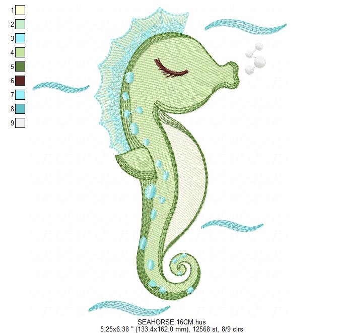 Seahorse embroidery design - Sea Animal embroidery designs machine embroidery pattern - Seahorse sleeping embroidery file - instant download Marcia Embroidery