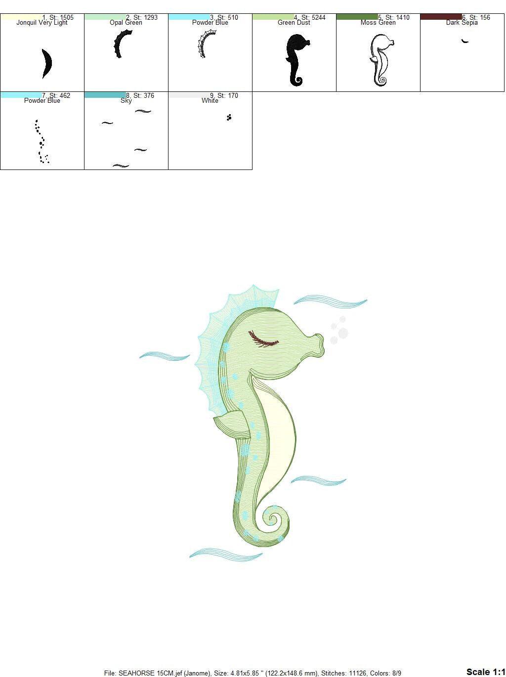 Seahorse embroidery design - Sea Animal embroidery designs machine embroidery pattern - Seahorse sleeping embroidery file - instant download Marcia Embroidery