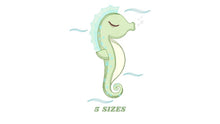 Charger l&#39;image dans la galerie, Seahorse embroidery design - Sea Animal embroidery designs machine embroidery pattern - Seahorse sleeping embroidery file - instant download
