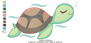 Turtle embroidery designs - Ocean animals embroidery design machine embroidery pattern - Sleeping Turtle embroidery - delicate sea animal