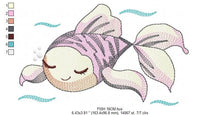 Charger l&#39;image dans la galerie, Fish embroidery designs - Ocean animals embroidery design machine embroidery pattern - Sleeping fish embroidery file - Delicate sea animals
