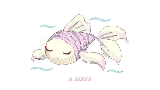 Fish embroidery designs - Ocean animals embroidery design machine embroidery pattern - Sleeping fish embroidery file - Delicate sea animals Marcia Embroidery