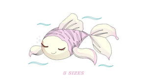 Fish embroidery designs - Ocean animals embroidery design machine embroidery pattern - Sleeping fish embroidery file - Delicate sea animals