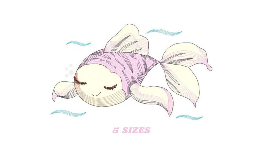 Fish embroidery designs - Ocean animals embroidery design machine embroidery pattern - Sleeping fish embroidery file - Delicate sea animals