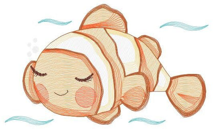 Clown Fish embroidery designs - Ocean animals embroidery design machine embroidery pattern - Sleeping Fish embroidery - delicate sea animal Marcia Embroidery