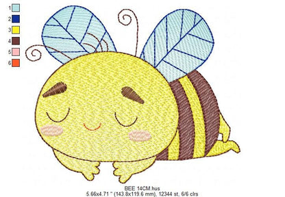 Bee embroidery design - Sleeping Bees embroidery designs machine embroidery pattern - Honey bee embroidery file - Save the bees download pes Marcia Embroidery