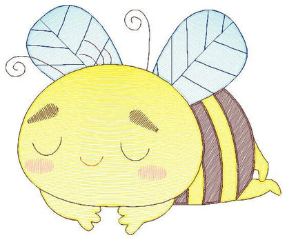 Bee embroidery design - Sleeping Bees embroidery designs machine embroidery pattern - Honey bee embroidery file - Save the bees download pes Marcia Embroidery
