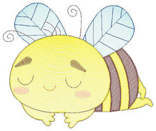 Charger l&#39;image dans la galerie, Bee embroidery design - Sleeping Bees embroidery designs machine embroidery pattern - Honey bee embroidery file - Save the bees download pes
